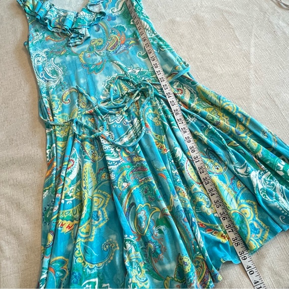 Ralph Lauren Y2K Paisley Ruffle Fit & Flare Sleeveless Dress Cotton Barely Worn - Picture 15 of 16
